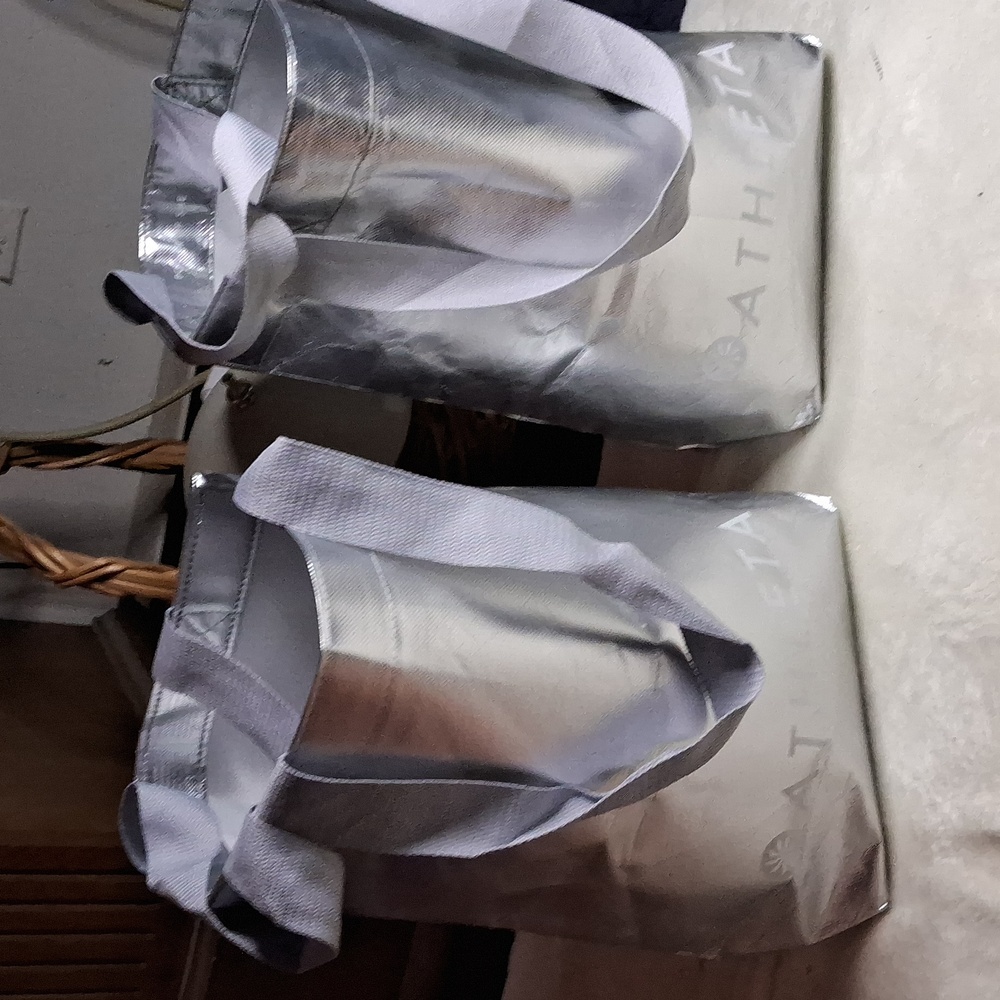 Bundle of 3 Athleta 14 inch by 14 inch silver reusable bags